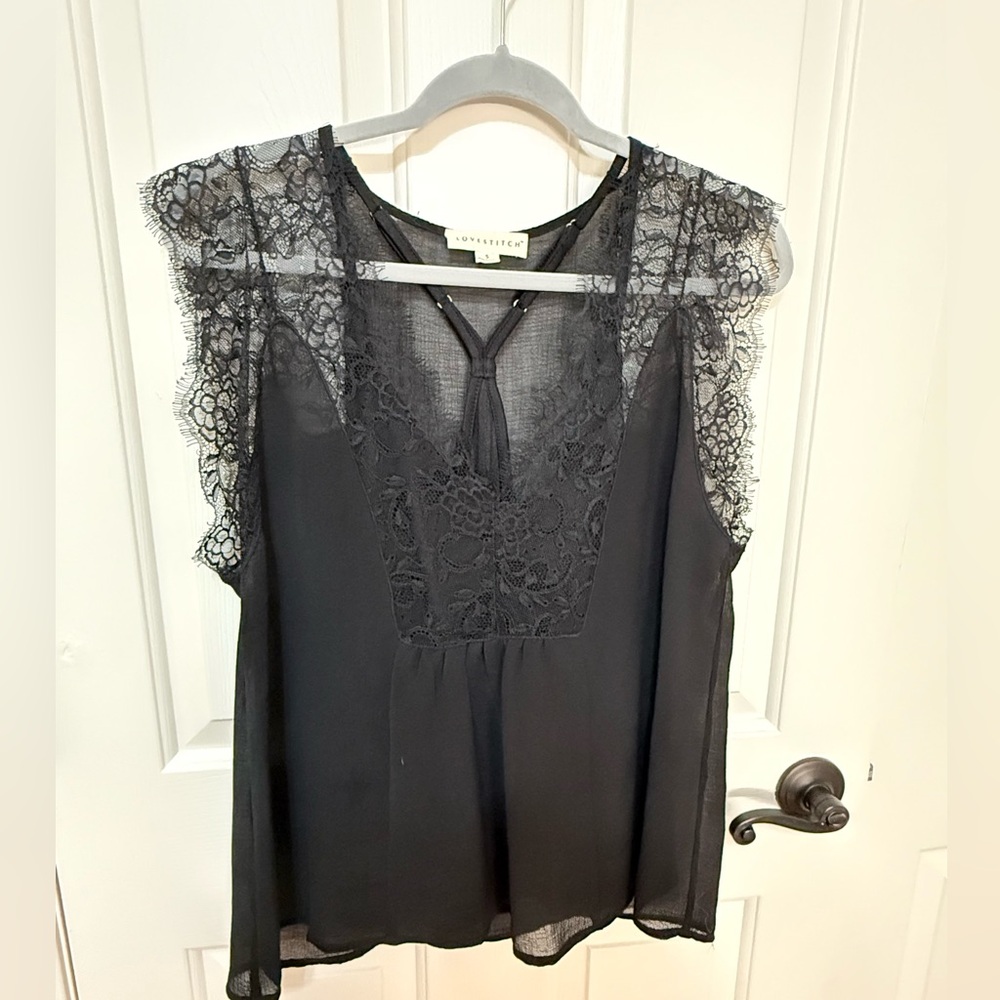 LoveStitch Black Lace Top